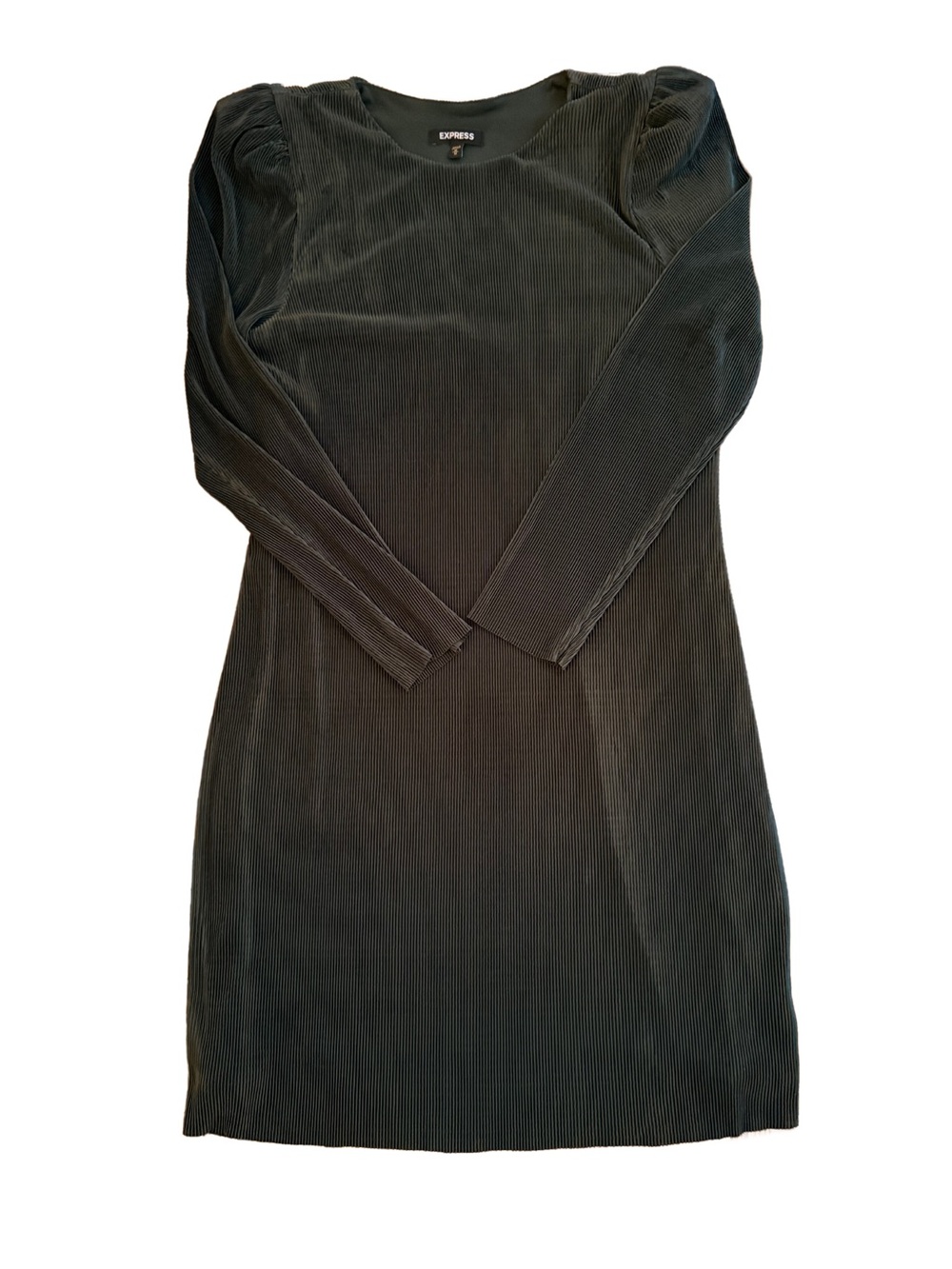 Express Long Sleeve Ribbed Sheath Dress in Olive Green